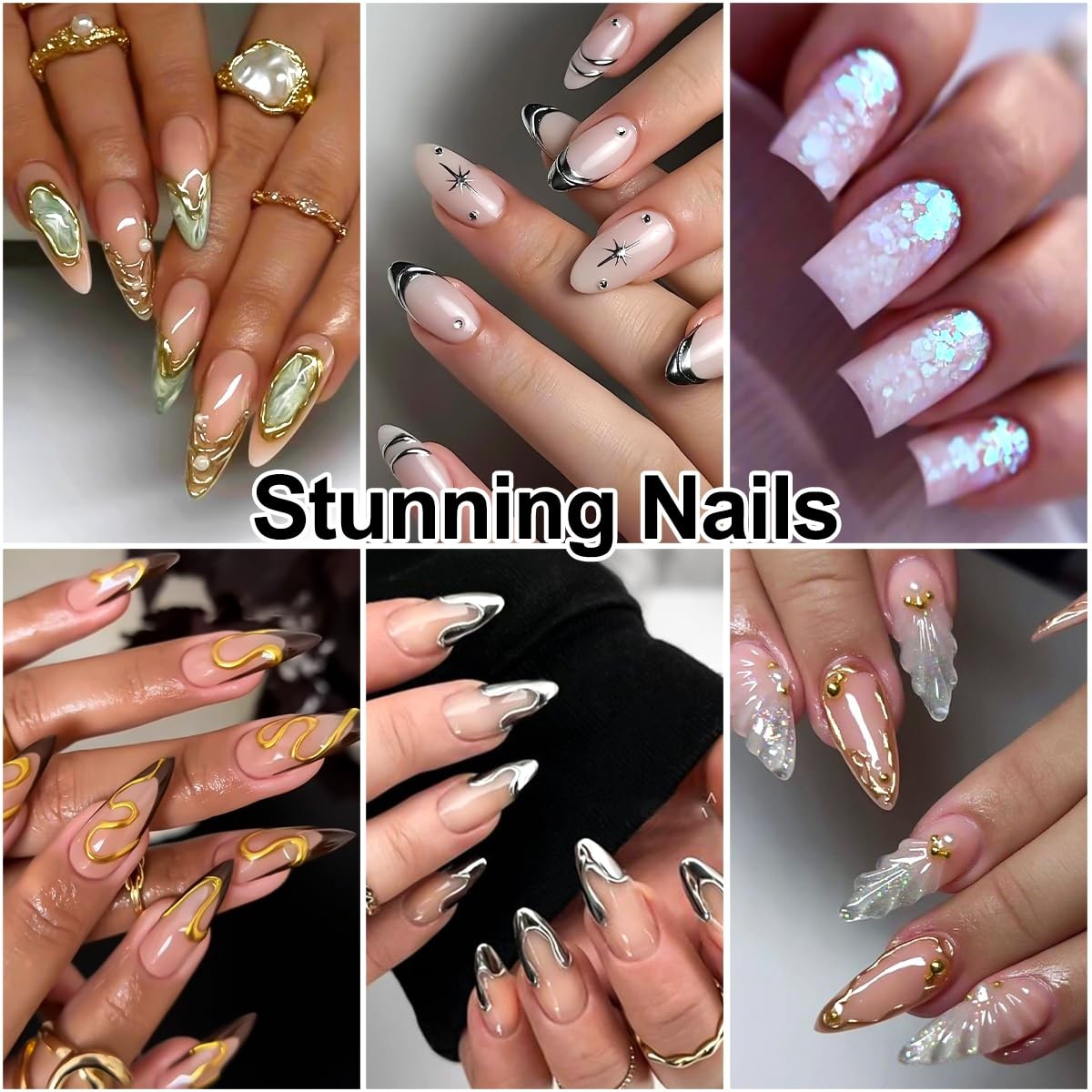 3D Nail Kit, Semi-solid Sculpting for Rubbing Chrome Nail , Sticking Rhinesto…