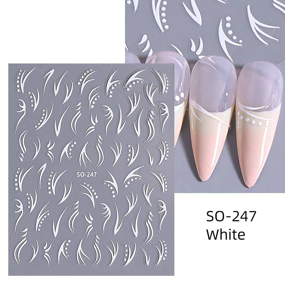 4Pcs Set Nail Stickers Abstract Line Self-Adhesive Slider Peel Off Decor NH30