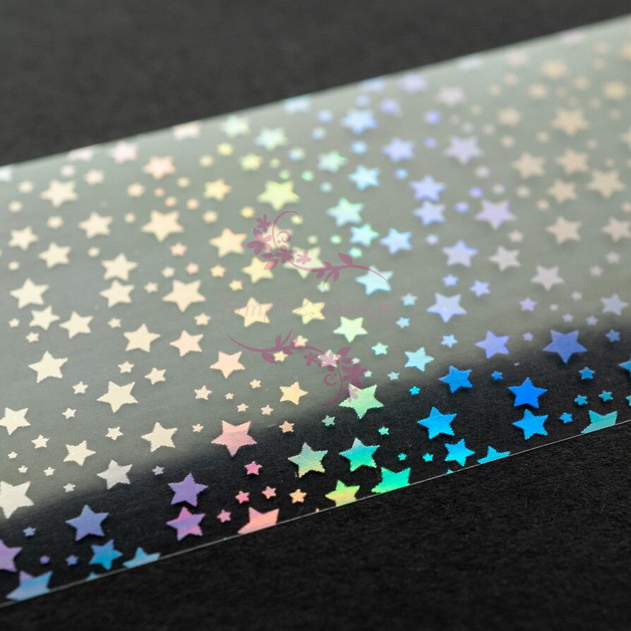 1 Roll 100m Nail Art Manicure Silver Laser Holo Star Transfer Paper Foil Decals