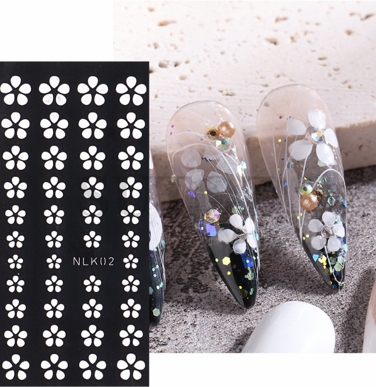 Hollow Painting Nail Stickers French Butterfly Star Heart Snowflake Pattern NS43