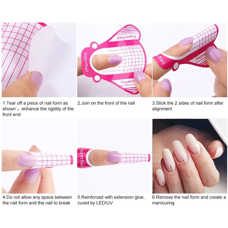100/50/20/10pcs Nail Extension Forms Acryl Tips Gel Polish DIY Sticker(AU STOCK)