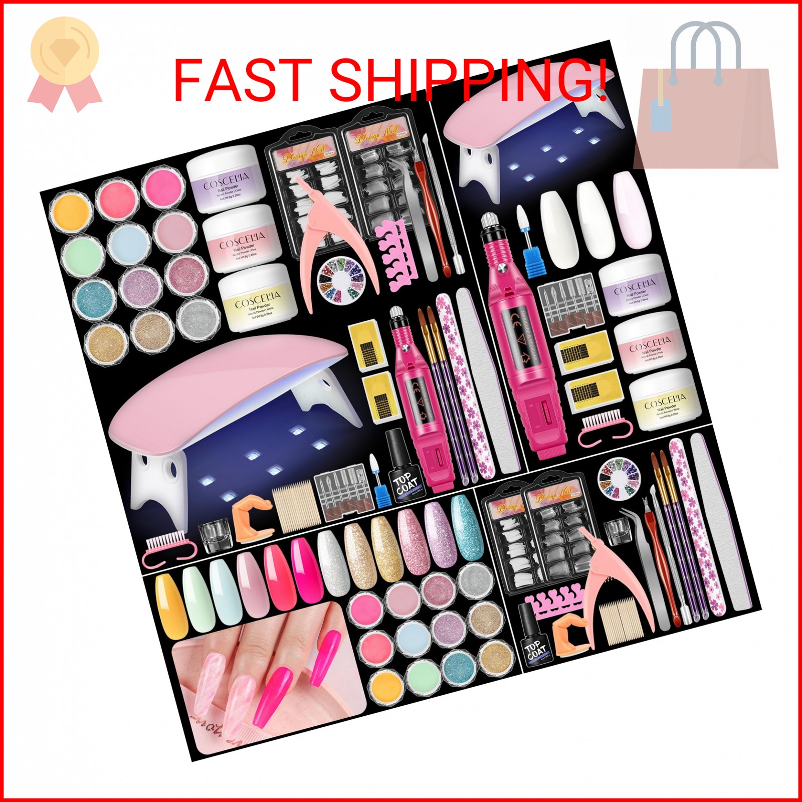 COSCELIA Acrylic Nail Kit for Beginners with Everything Professional Nails Kit A