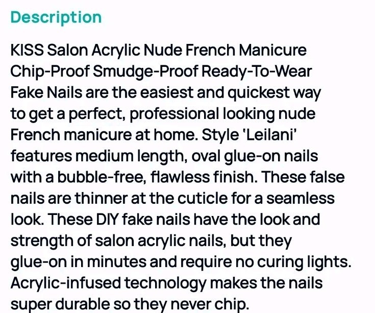 KISS Salon Acrylic French Nail Manicure Set, Medium Length, Nude, Square, Kit