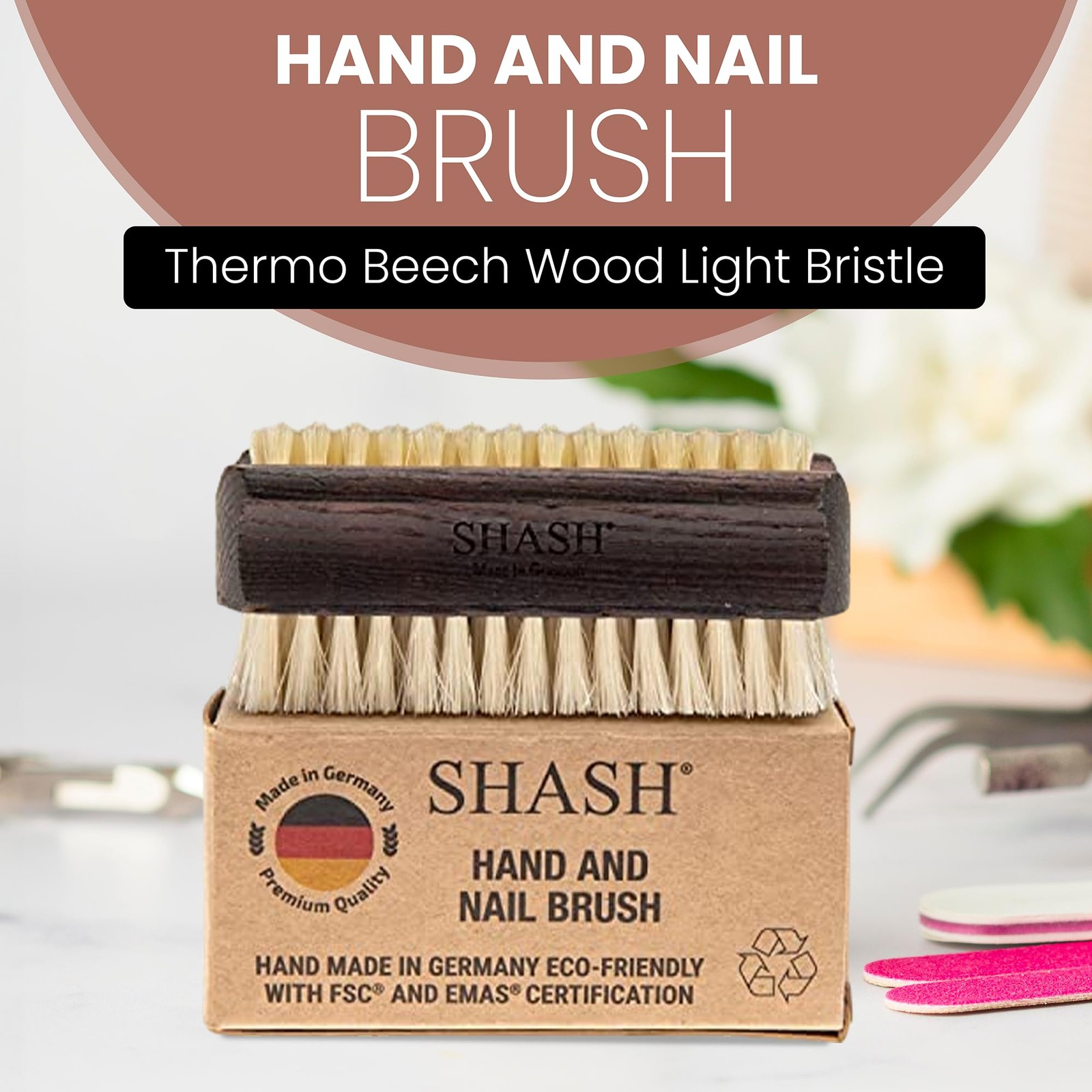 Nail Brush 3.6 X 1.97 in Thermo Beech Wood Light Bristle – Gentle Skin Care