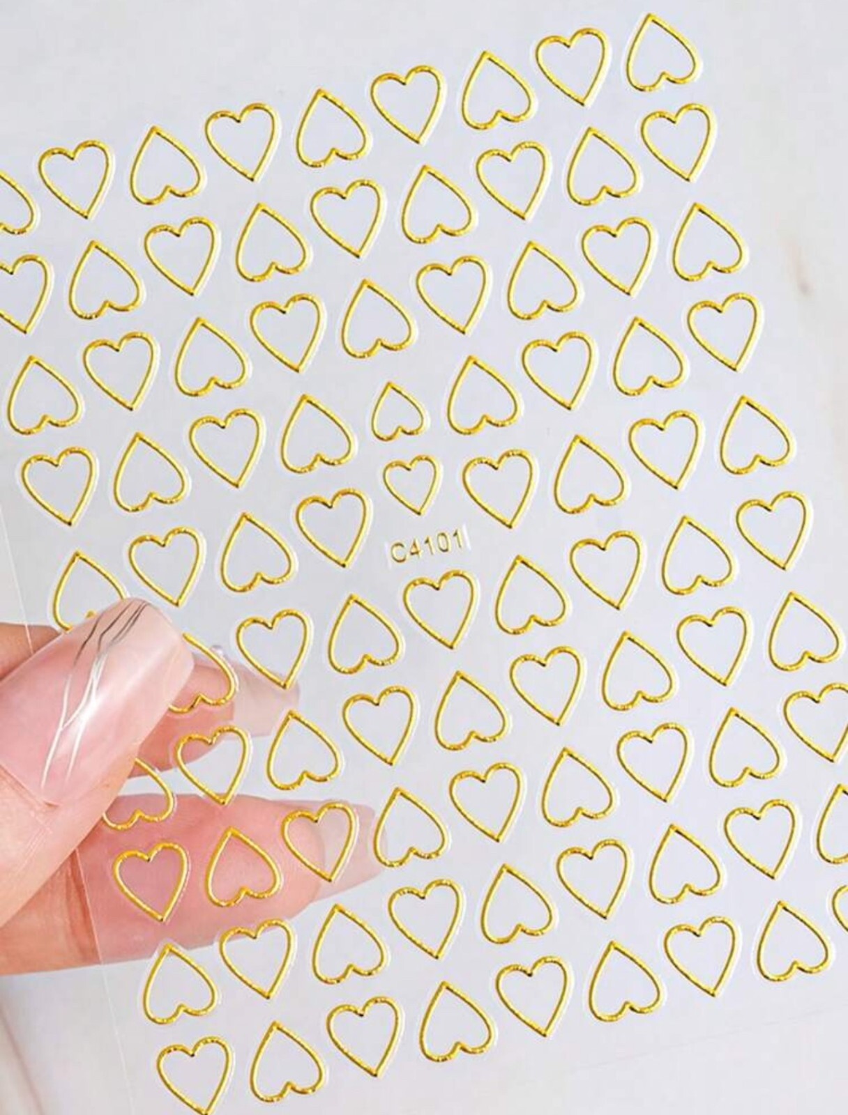 Nail Art Stickers Valentines Day Heart Rose Gold Silver Black White Love C4101