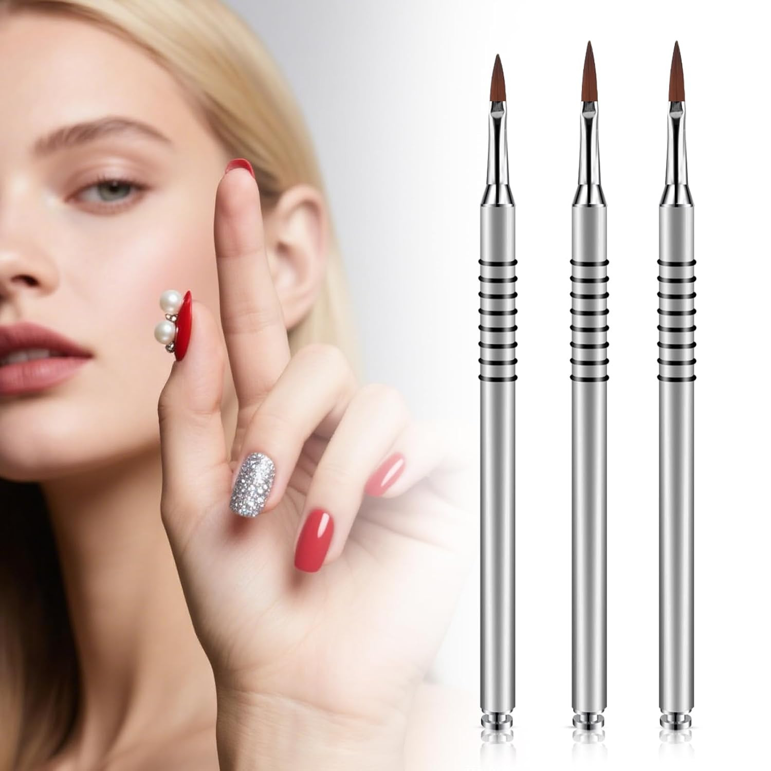 3 Pack 3D Flower Brush for Acrylic Nail Brush #2#4#5 Kolinsky Nail Art Brushes f