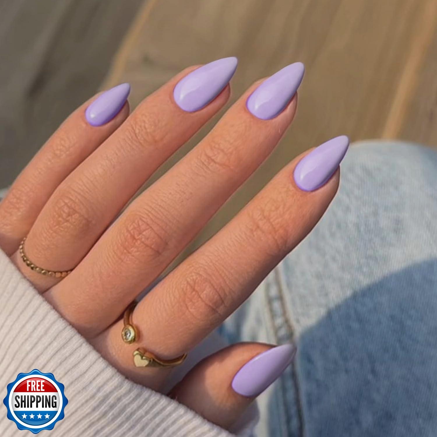 Lilac Nails Press on, Light Purple Press on Nails Short Almond Shaped, SXVME