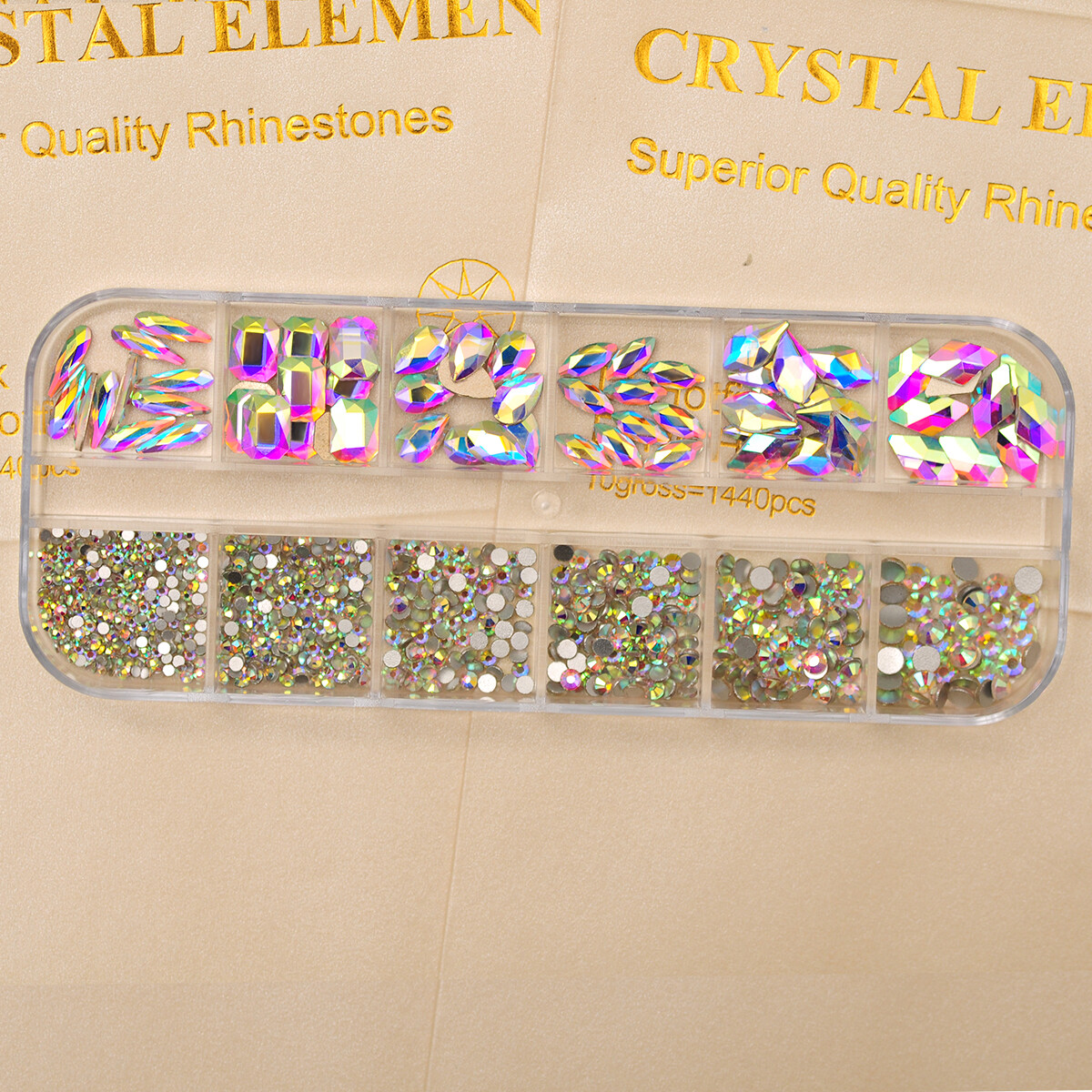 12Box/Set Mix SHAPE Crystal Rhinestone Diamond NON hotfix Nail Art Decoration