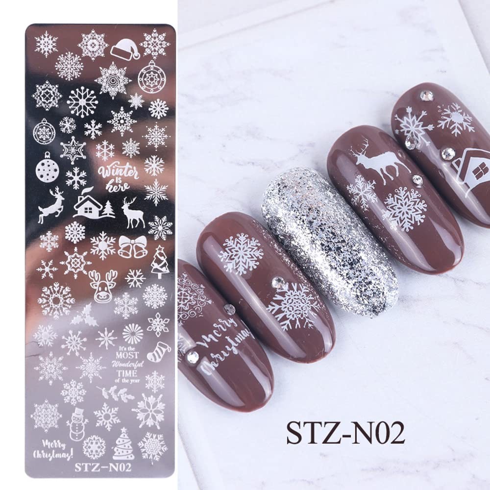 9Pcs Nail Stamp Template Kit – French Style Nail Art Designs, Stamper Set Wit…