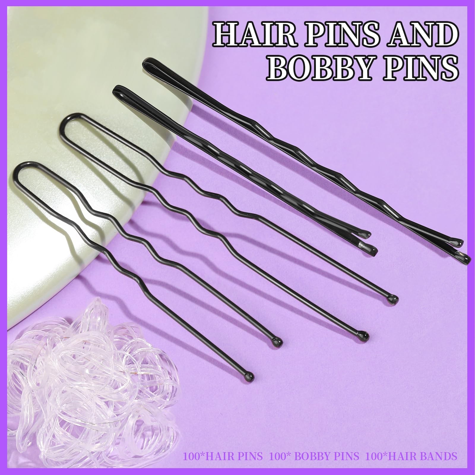Teenitor 300pcs Hair Pins Bobby Black, 100 1 Count (Pack of 300), Black