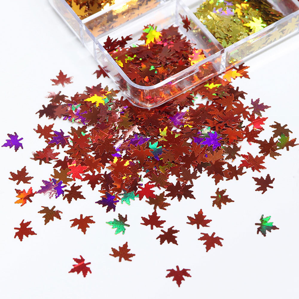 Autumn Maple Leaf Nail Art-Glitter Sequins Flakes Nails Stickers Decoration Tip