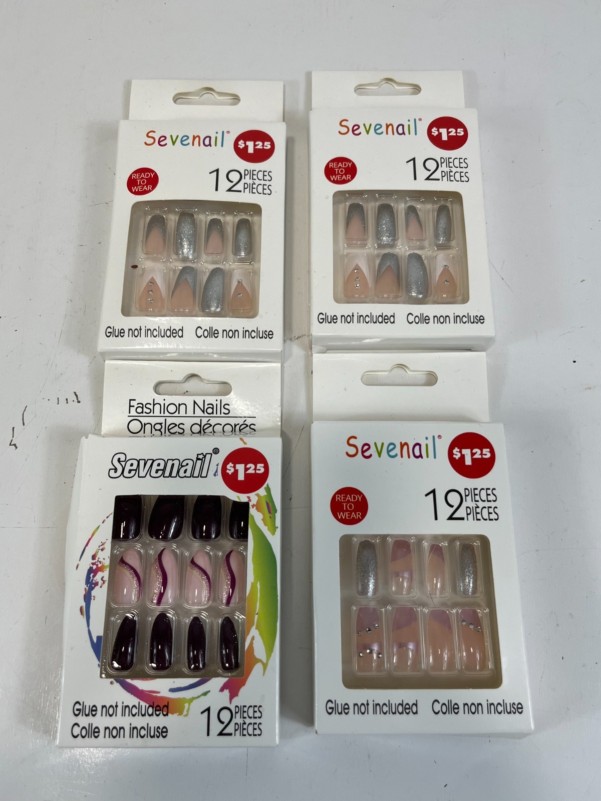 Sevenail Nail Tips Lot of 4 New in Package Glitter Jewels Fashionable