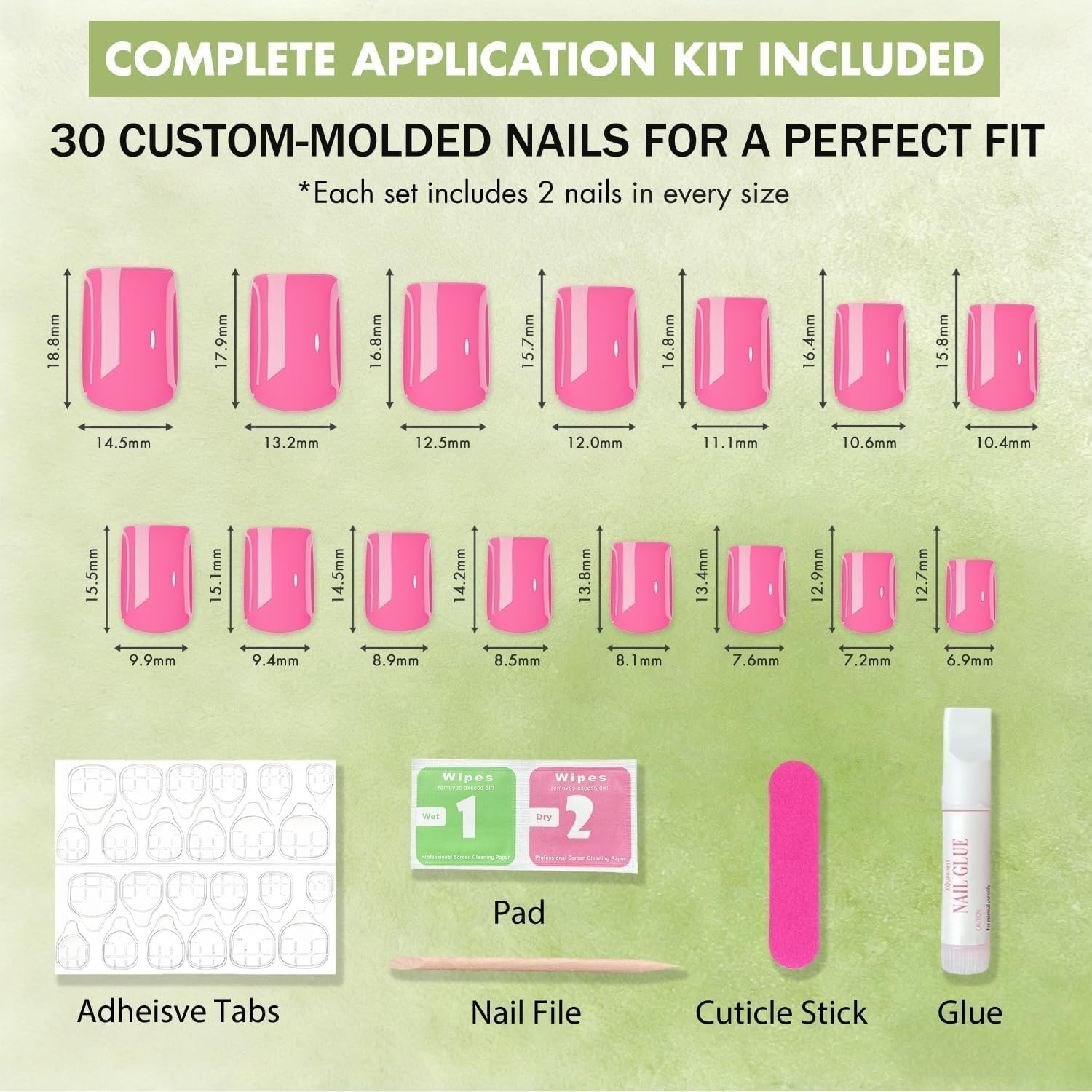 SXVME Short Square Black Press On Nails 30 Pcs