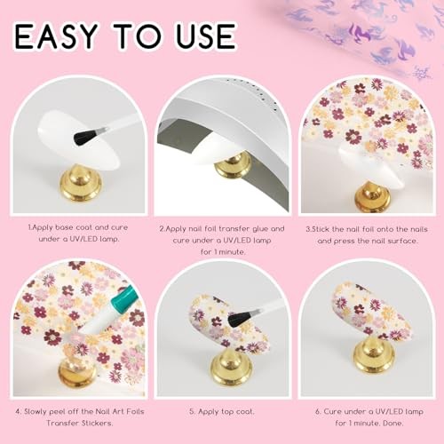 300 Sheets Nail Foils Transfer Nail Art Stickers Solid Flower Holographic Laser
