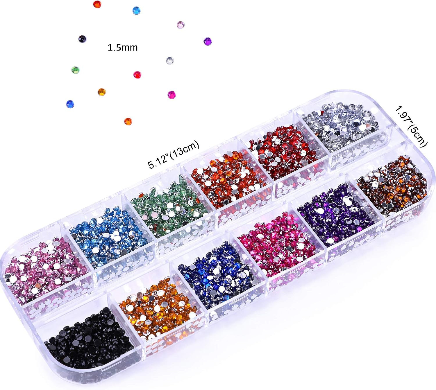 3000 PCS Rhinestones for Craft, PHOGARY AB Rhinestones Flat Back (Small Size 1.5