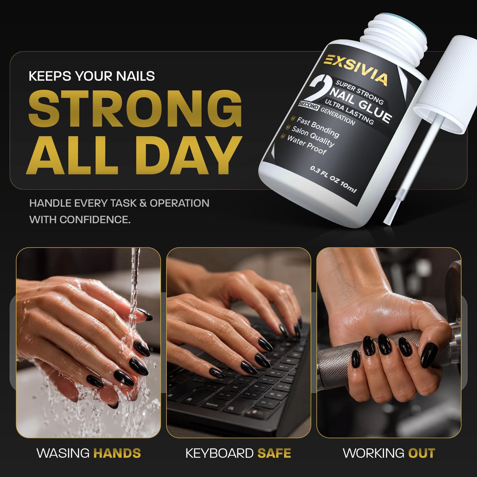 Super Strong Nail Glue for Press On Nails, Acrylic Nails & Nail Tips 10ml,Ext…
