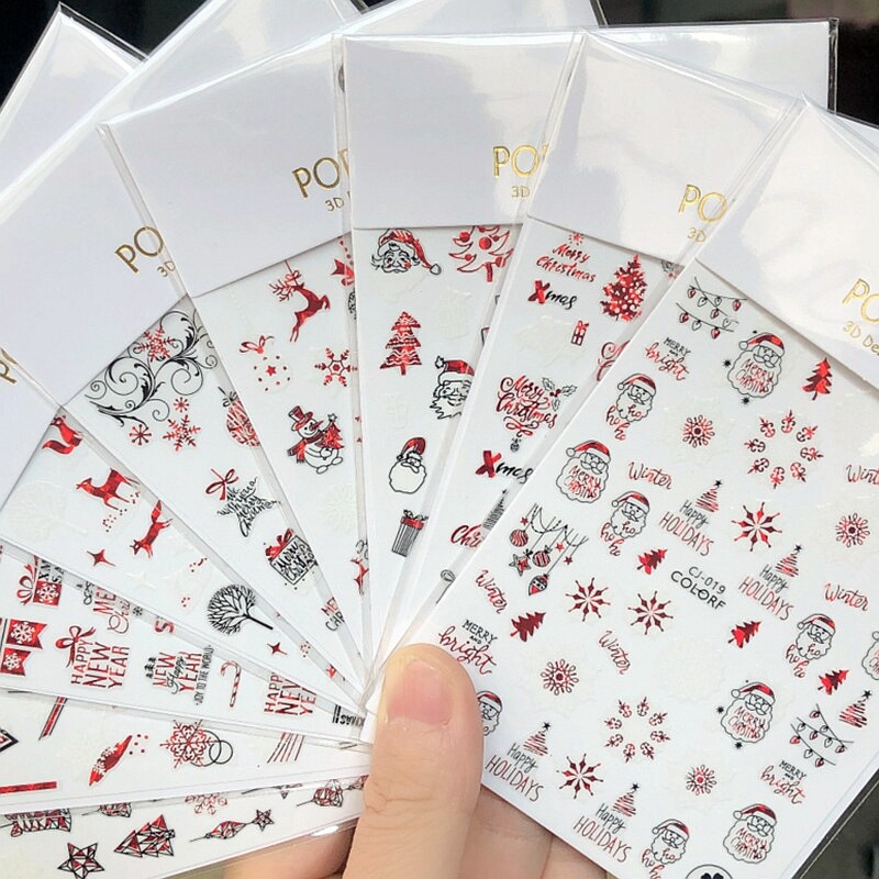 Christmas Nail Sticker Snowflake Snowman Santa’s Sleigh Tree Deer Happy New Year