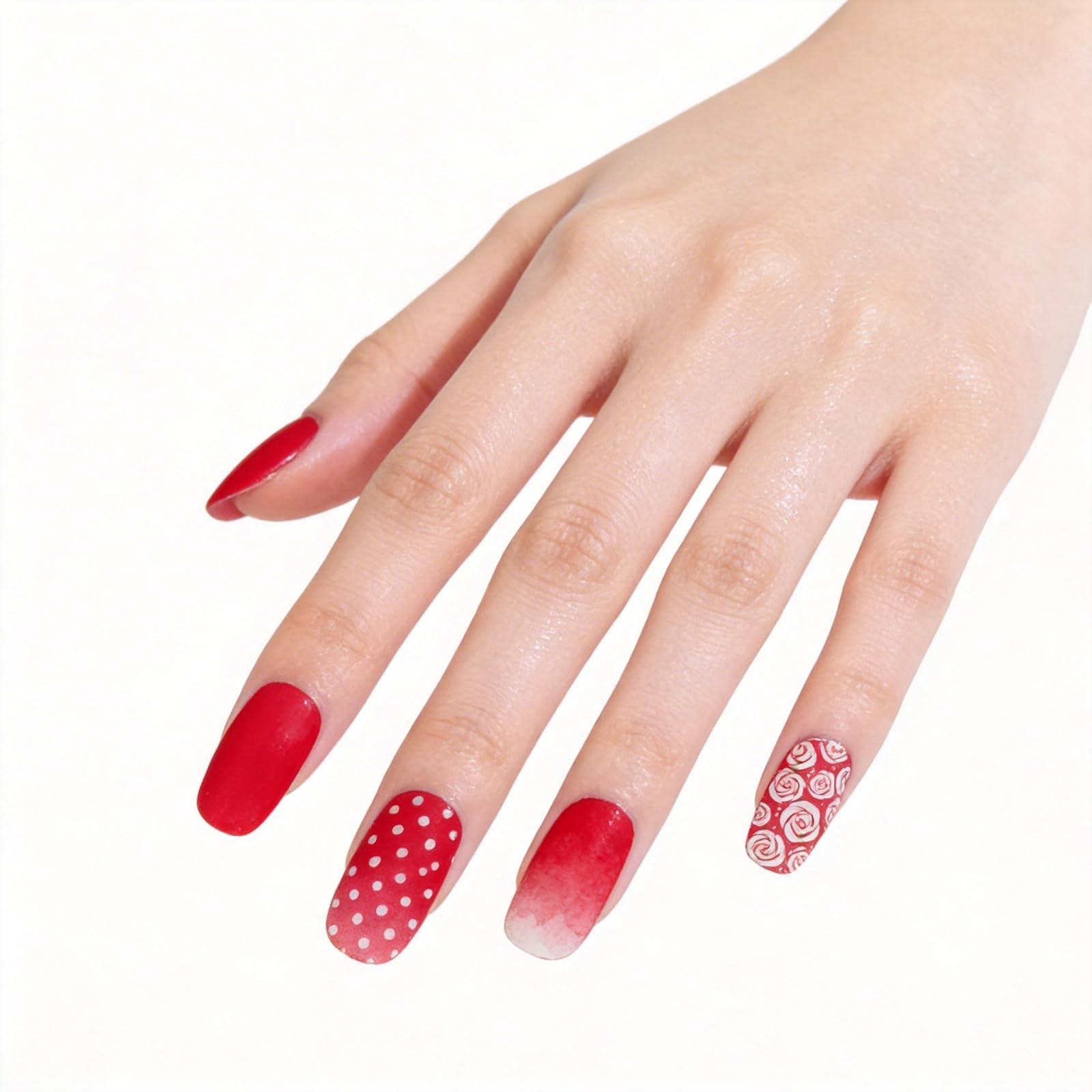 5 Sheets Red Nail Wraps for Women Valentine’s Day Nail Polish Strips Gel Nail…