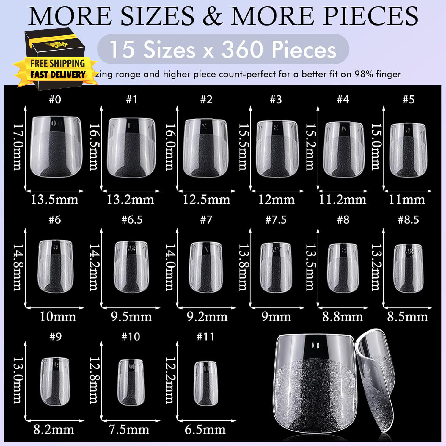 360Pc Extra Short Square Nail Tips, Soft Gel Nail Tip Square Fake Nails Artifici