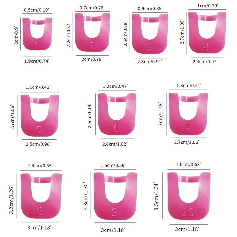 U Curve Shape Nail Protector Hot Pink Reusable Nail Art Tool 26 Pieces 10 Sizes