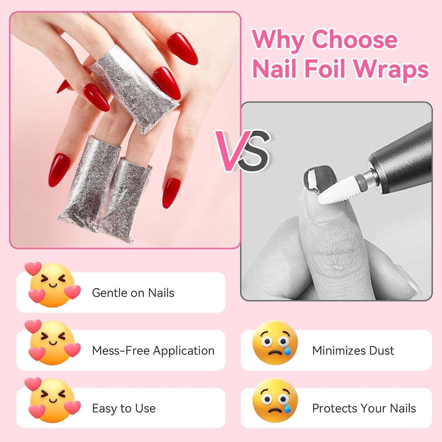 100 PCS Nail Foil Wraps with Ergonomic Embossed Design – Quick Removal