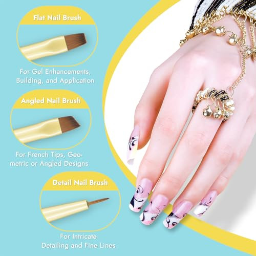 Nail Art Brushes and Dotting Tools 6pcs Set for Builder Gel Polygel Gel