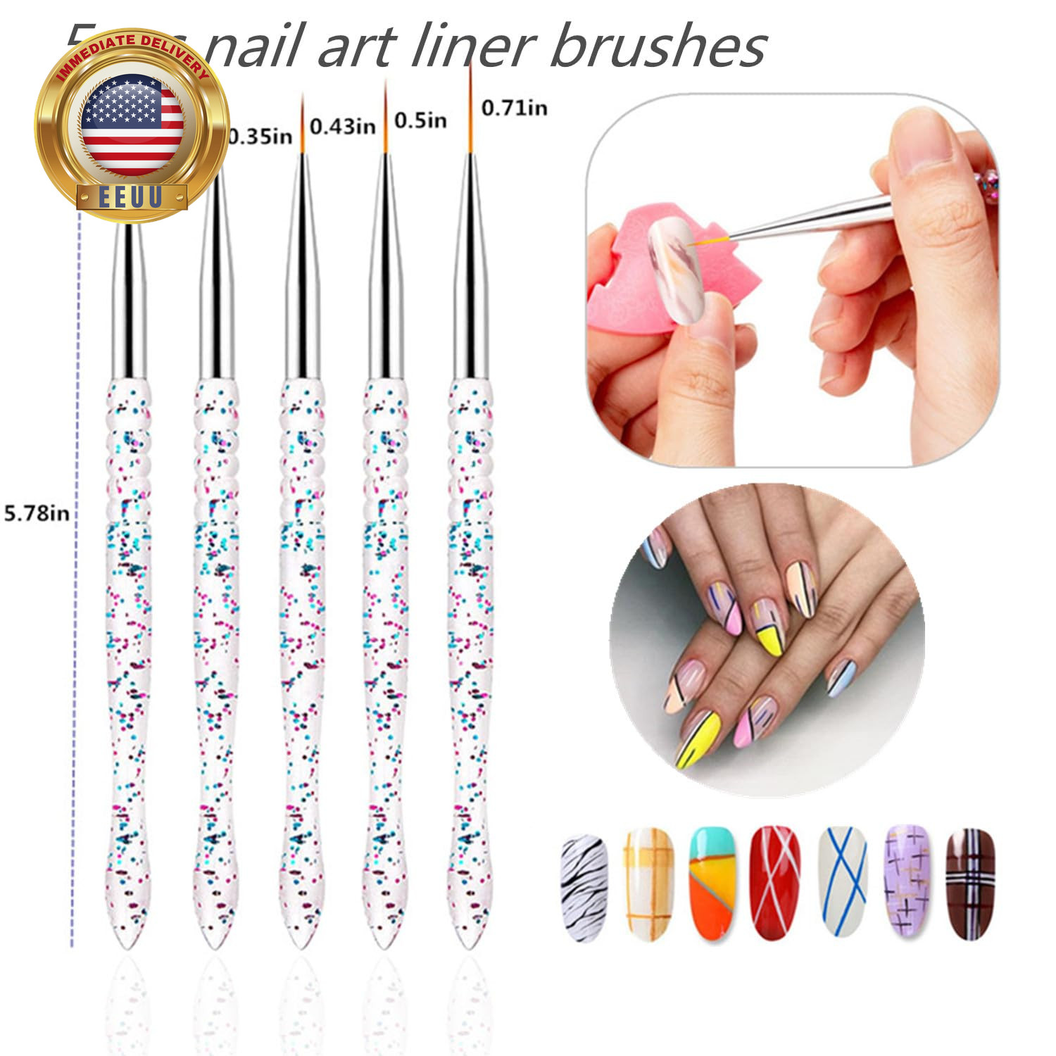 Nail Dotting Tools 10 Pcs Kit – 5 Pcs Double-End Nail Dotting Tools and 5 Pcs Na