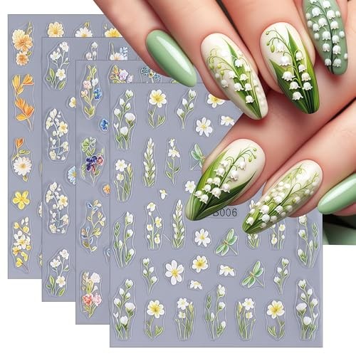 Nail Stickers Colorful Petals Beauty Summer Flowers Leaves Plants Spring Flower