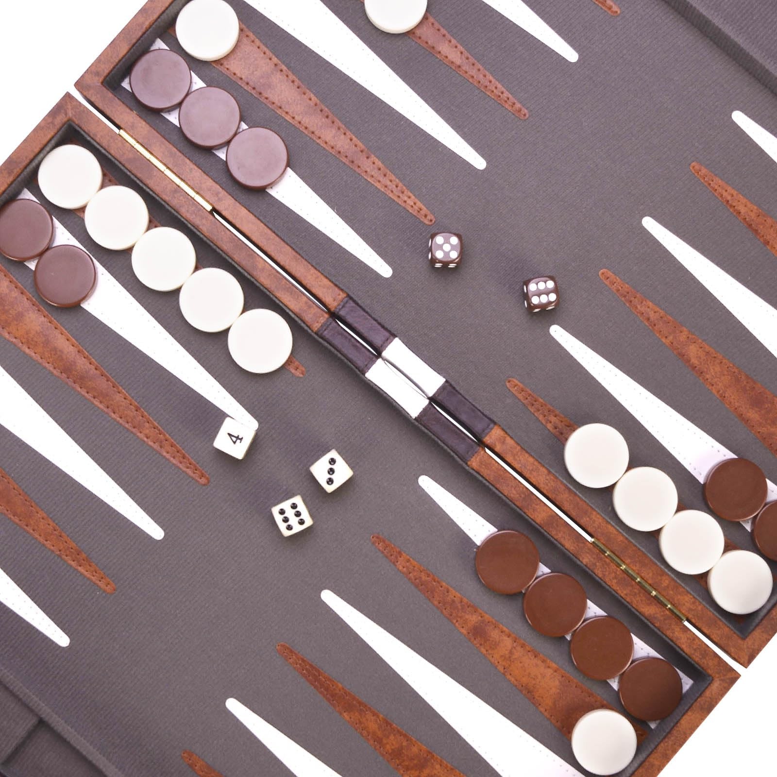 AMEROUS Backgammon Set, 18 Inches Classic Board Game withLeather Large, Brown