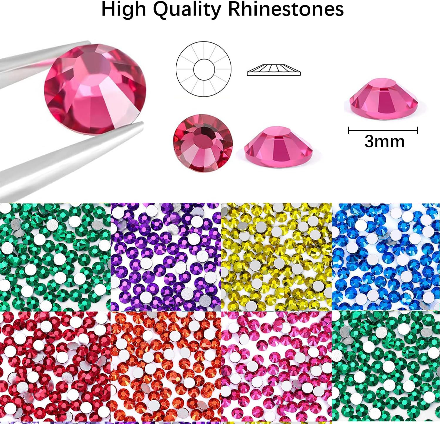 48000Pcs Gems for Crafting,Resin Jelly Rhinestones for Crafting, 48 Color 3Mm Fl