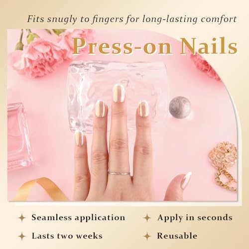 Chrome French Tip Press On 30 Ounce (Pack of 1) 30Pcs-Short Oval-White Tips