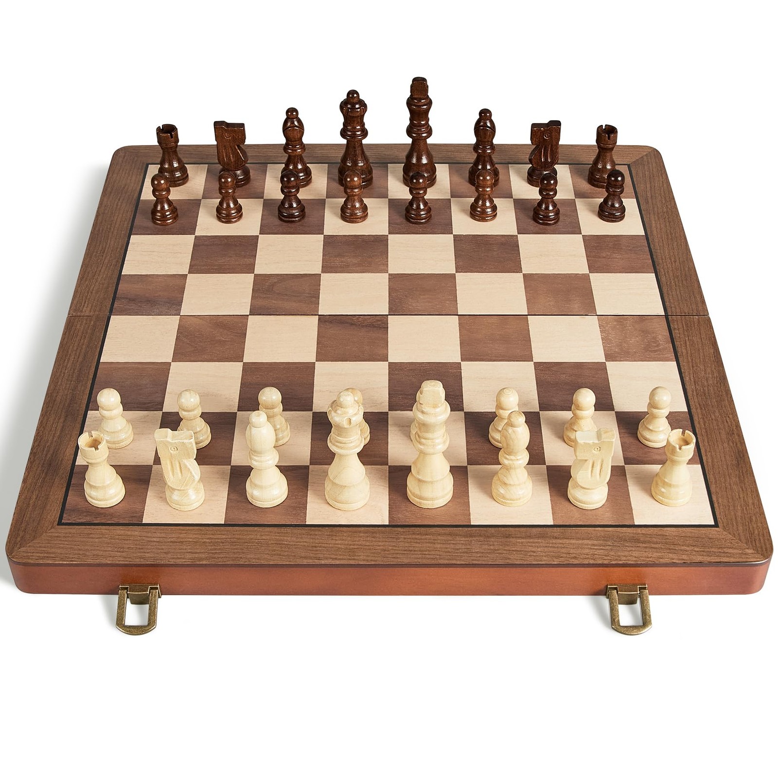 ELONGDI 15″ Wooden Chess Set with Magnetic 15.4 x x 0.95 inches, Walnut
