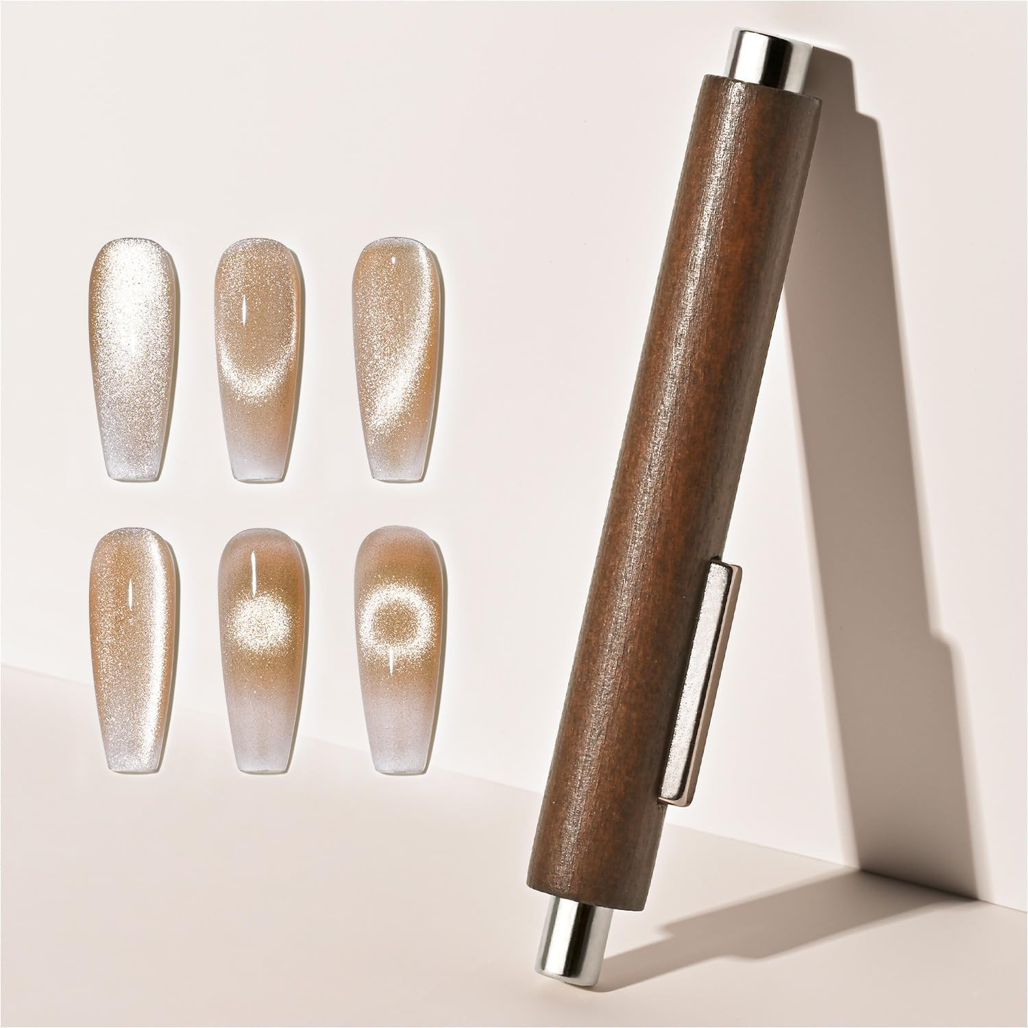 GAOY 3-In-1 Cat Eye Magnet for Nails, Cigar Shape Nail Magnet, Multi-Function Na