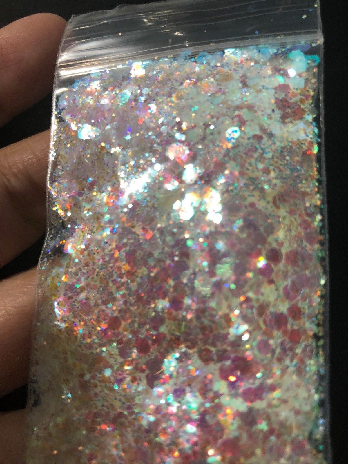 Highly Reflective MIXED SIZES HEXAGON-Solvent Resistant Nail Acrylic Glitter 25g