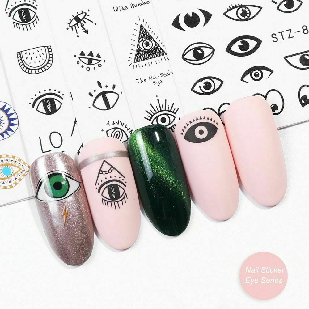 6 Sheets Water Transfer Nail Art Evil Eye Sticker Foil Manicure Tattoo NS28