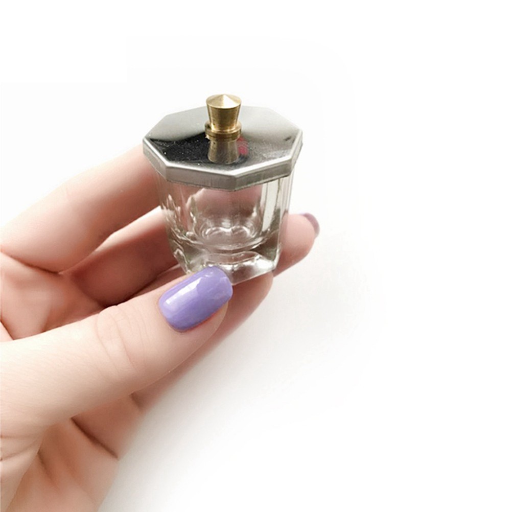 2Pcs Reusable Crystal Nail Art Cups Durable for Acrylic and Powder Mixing