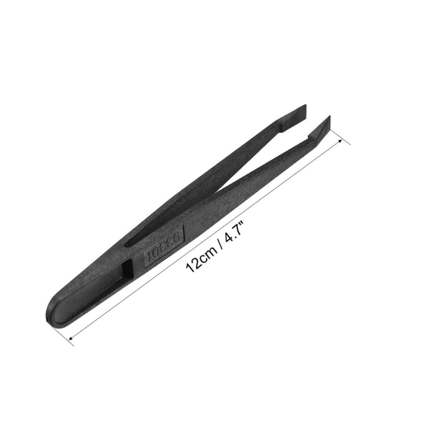 Black Plastic Slant Flat Tip Anti-static Tweezers 4.7 Inch Length 6pcs