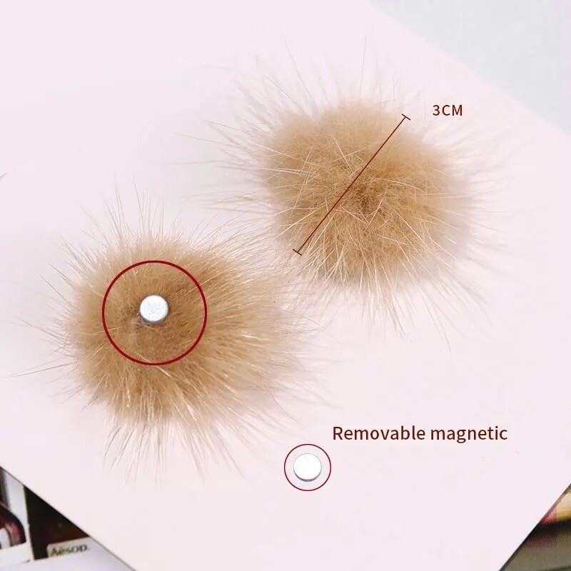 HunCo Nail Magnetic Pompom 6pcs Fluffy Balls Hearts Fur 2022 Winter Accessories