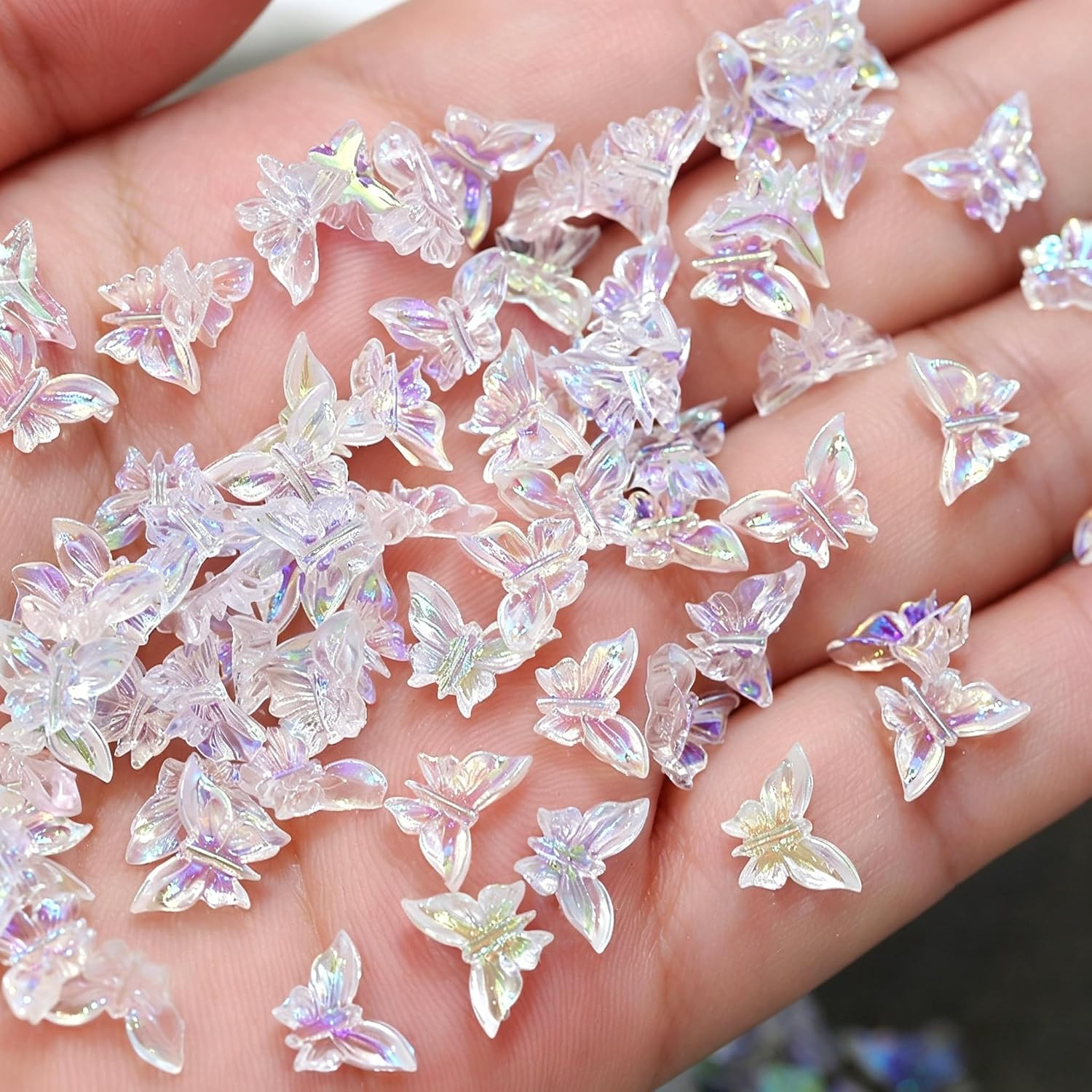 200Pcs Pink Red Nail Charms Kit 3D Flower Bow Heart Flatback Pearls Mixed Shape