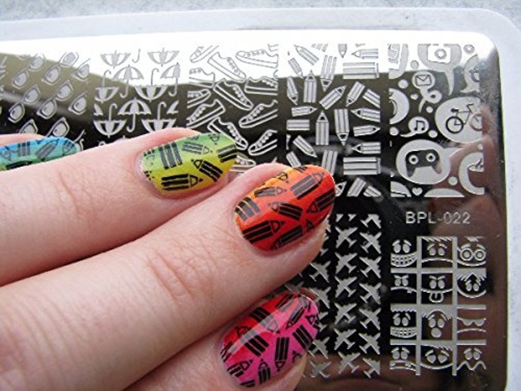 BPL 022 NEW Geek Theme Pattern DIY Manicure Nail Art Stamp Template Image Plate