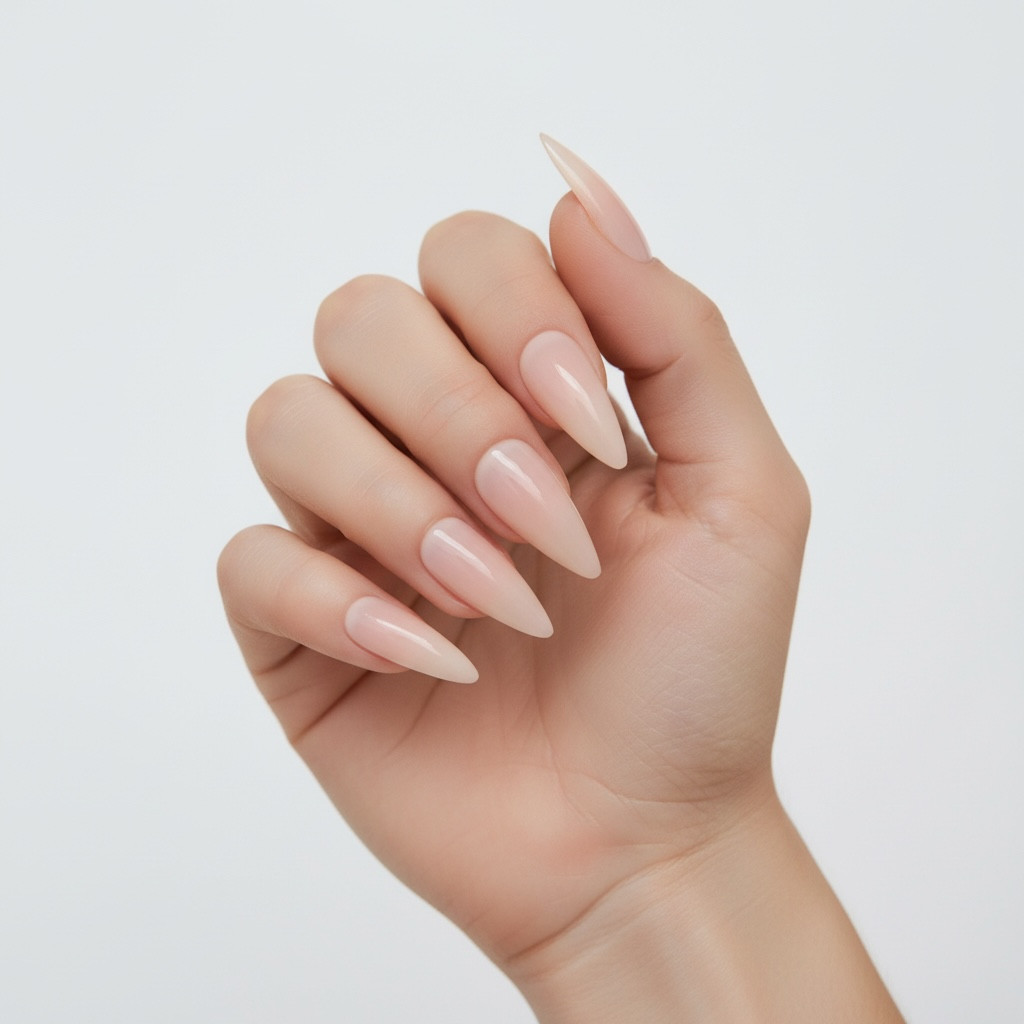 Natural Nude Pink Press On Nails Extra Long Sharp Stiletto False Tips Fake Nails