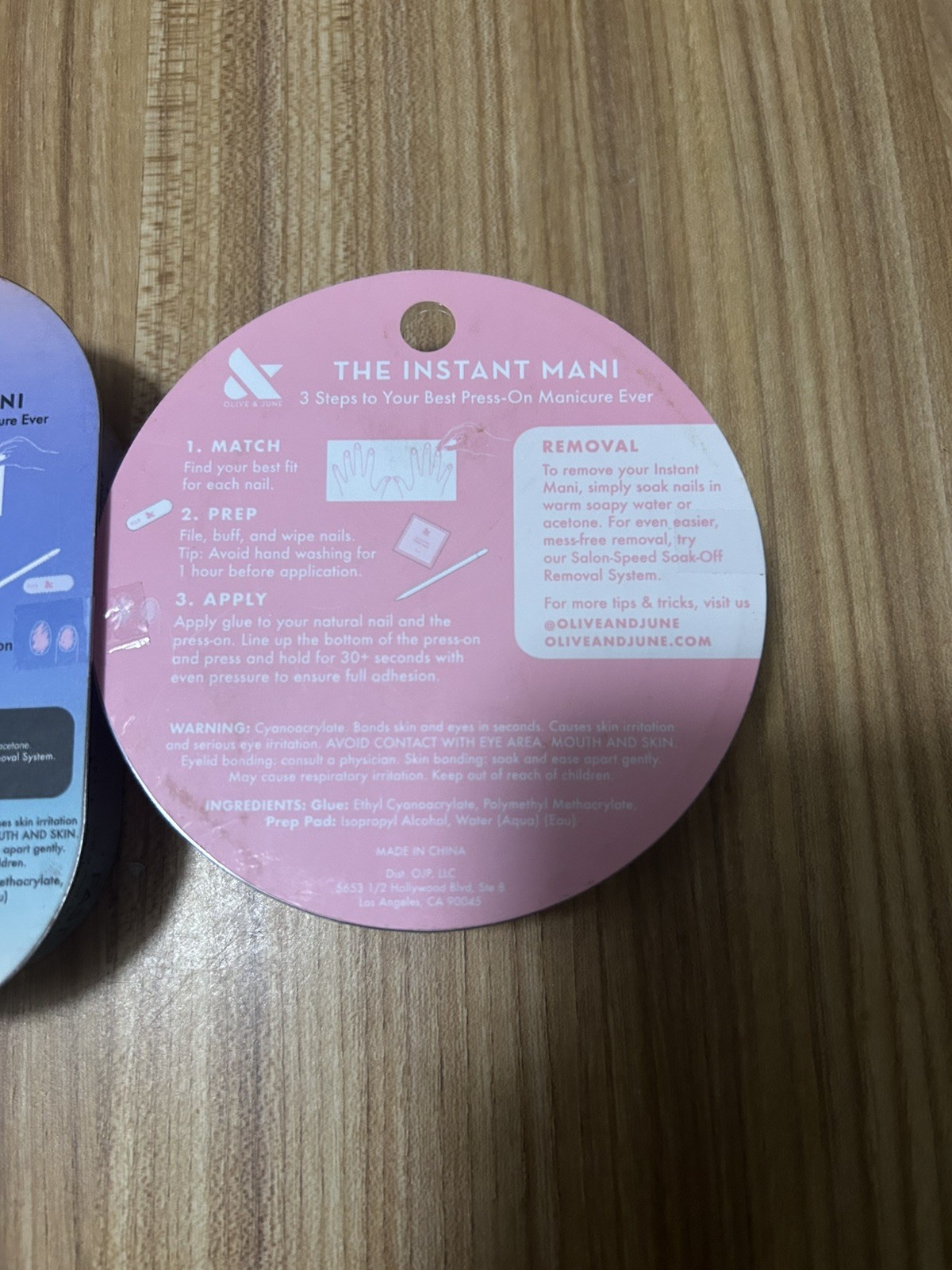 Olive and June press on Nails. 2 Sets. Round Short Pink. Stiletto Medium French