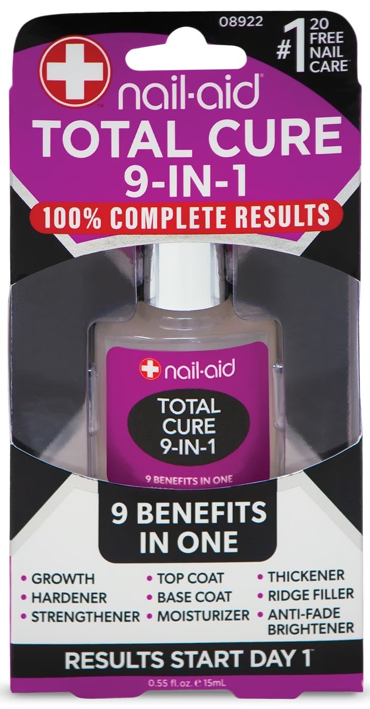 Nail-Aid Total Cure 9-in-1 Nail Strengthener Growth & Hardener 0.5oz – Pack of 3