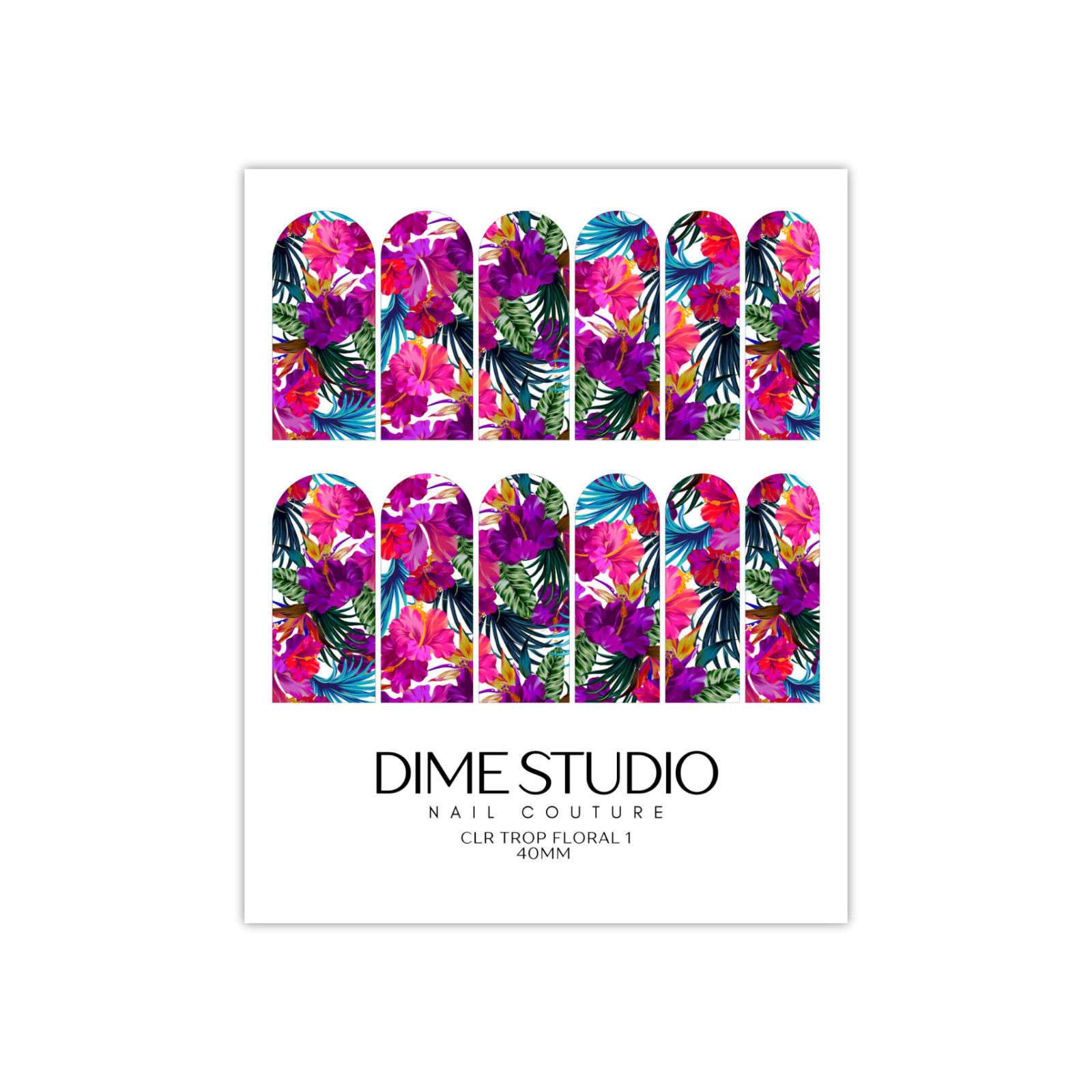Pink & Purple Clear tropical Floral Nail Decals Waterslide Nail Wraps