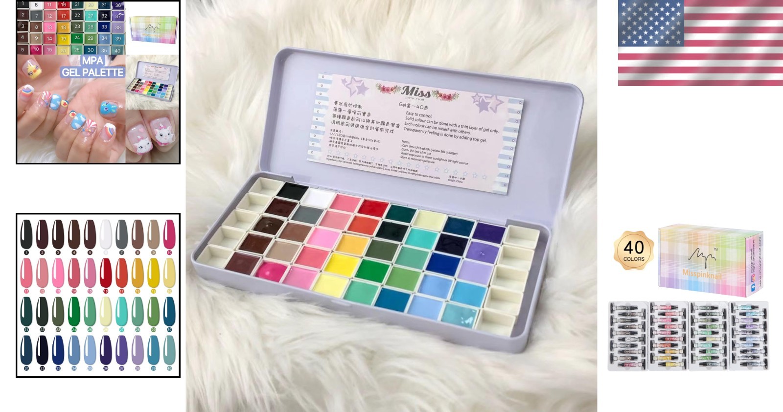 40 Color Gel Palette for Nail Art – UV LED
