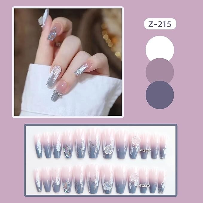 Cute Y2K Press on Nails, Aesthetic Press on Nails Women Girls Nail Art Fashion C