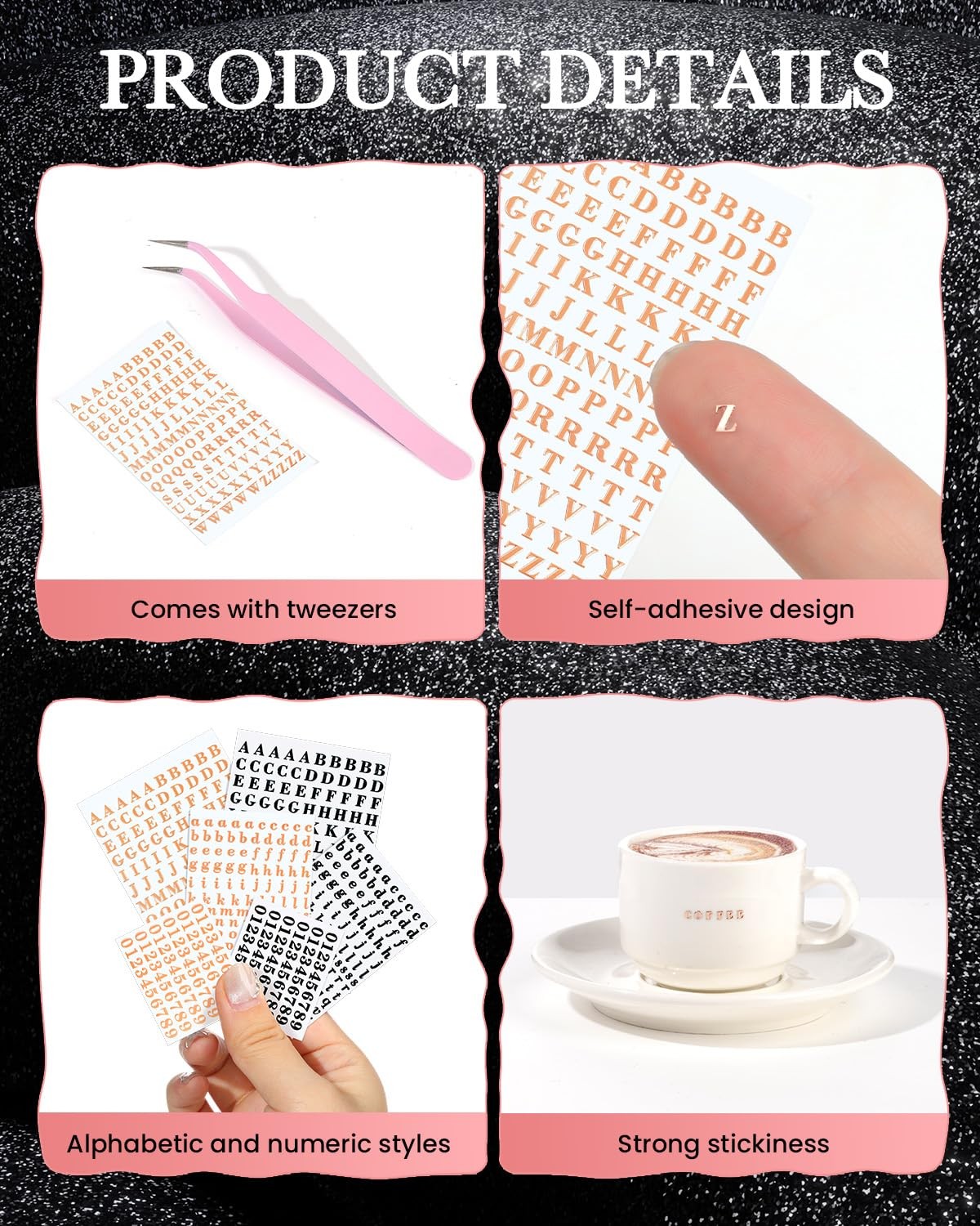 Letter Stickers 0.11inch with Tweezer Small Alphabet Decals 6 Sheets Adhesive…