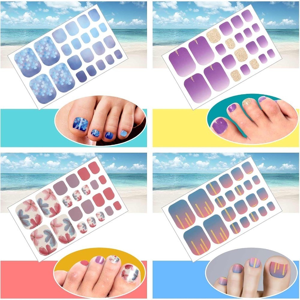264 Pieces Nail Art Stickers Kit, Self-Adhesive Full Nail Wraps with Glitter