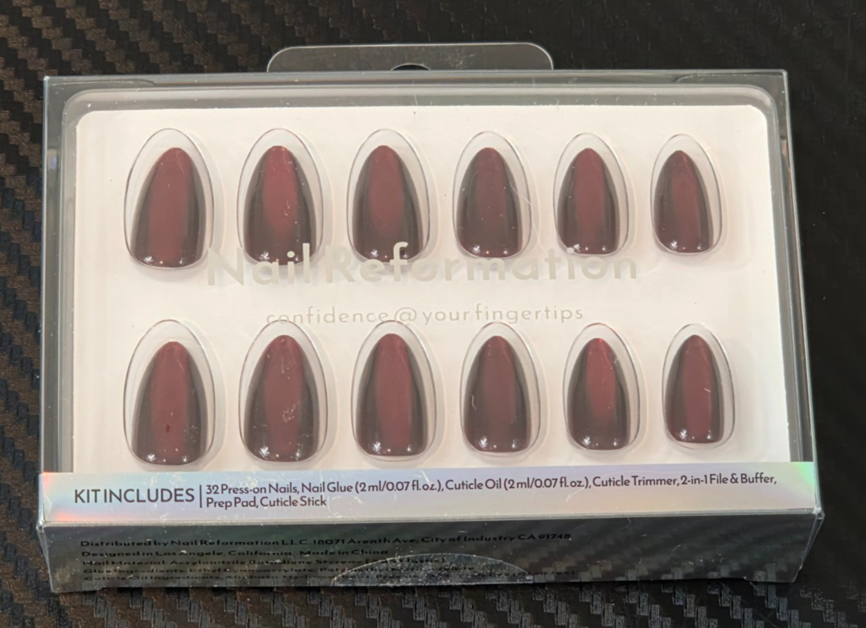 Nail Reformation Press On Nails Kit Almond AS041 Natural Glow 32ct Glue & Tools