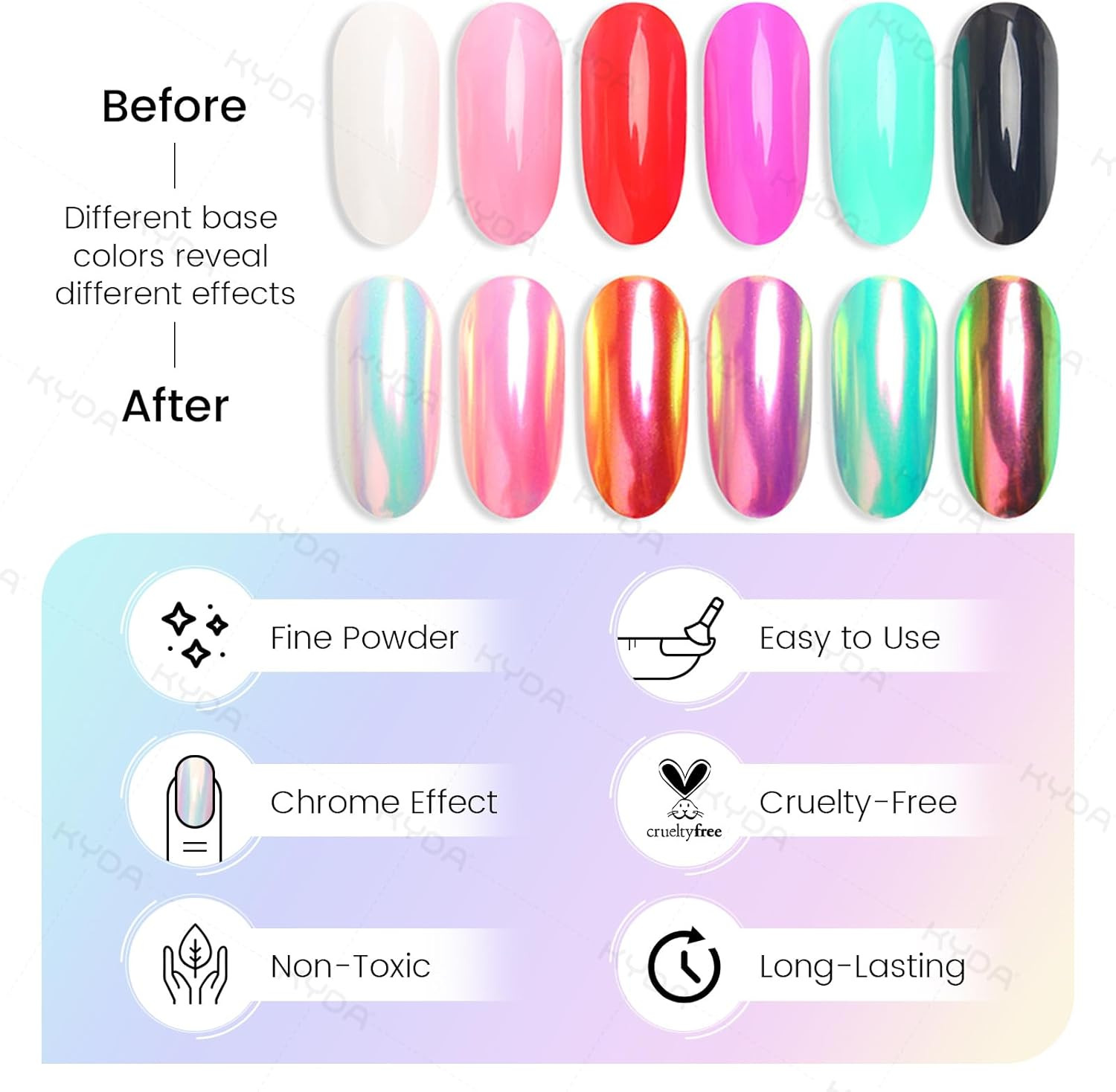Ownest 2 Pcs Neon Chrome Nail Powder, Unicorn Chrome Nails Glitter Pigment